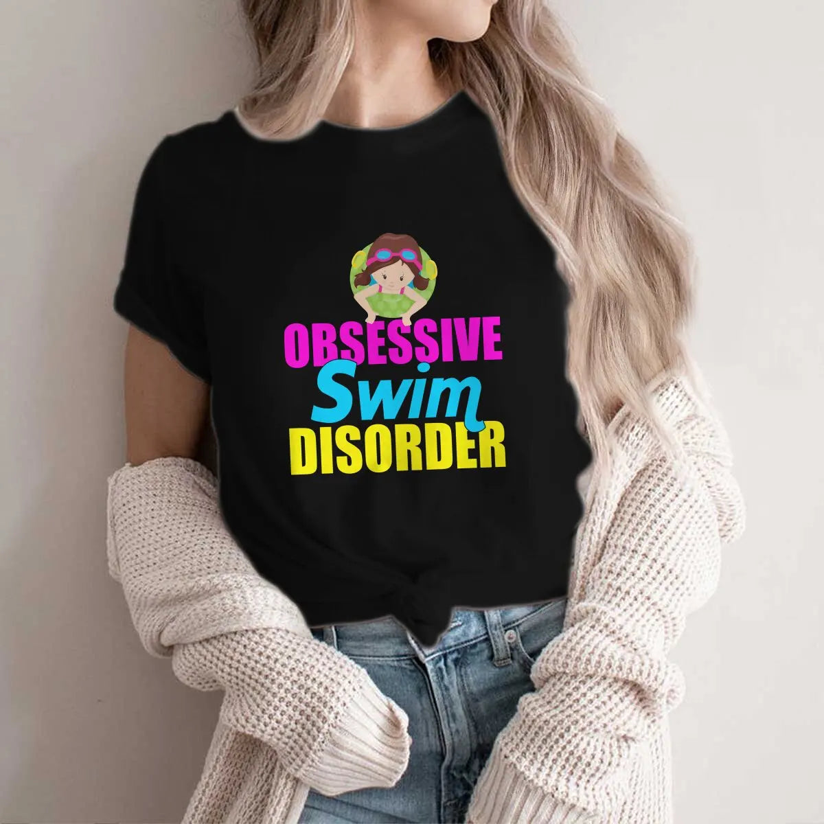 Obsessive Swim Disorder Special Polyester TShirt Swim Swimming Sports Comfortable Hip Hop Clothes T Shirt Stuff