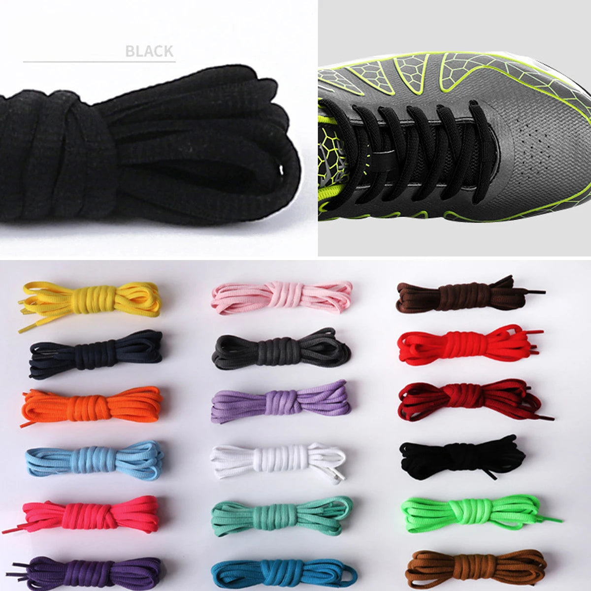 1 pairs Oval Running Trainer Laces, Basketball Sneaker Shoe Laces, Athletic Running Shoestring or Sport Shoes Laces for Trainers