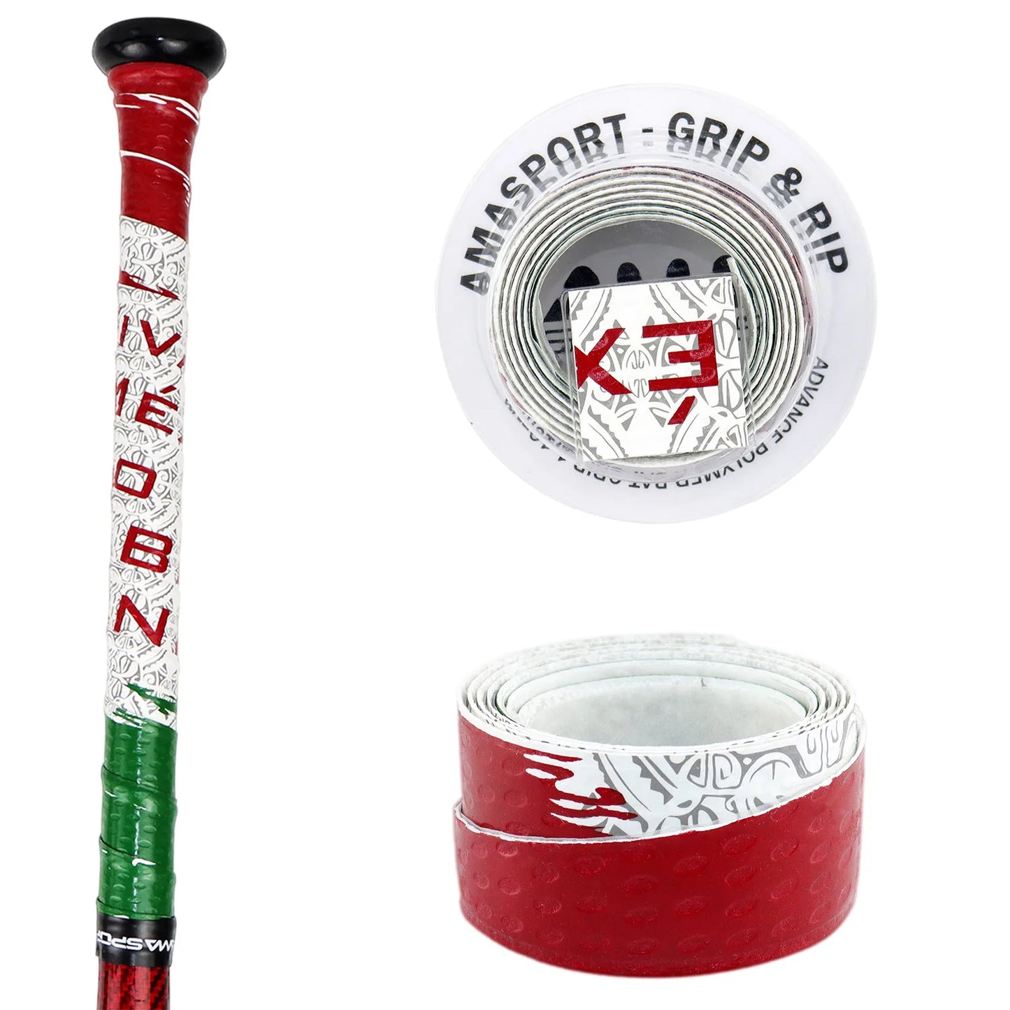 AMASPORT Anti-Slip Baseball Bat Grip Tapes Sweatband for Softball Bat Camouflage Stripes
