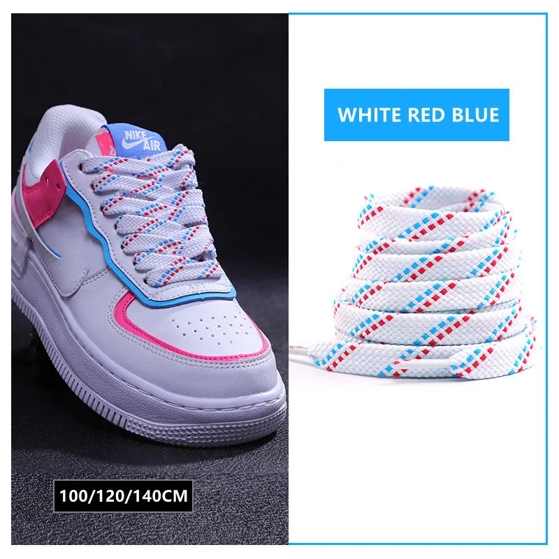 New Shoelaces for Sneakers Flat Shoelace Original Twill Two-Tone Pattern Premium Colorful Shoe Laces Athletic Unisex Shoestring