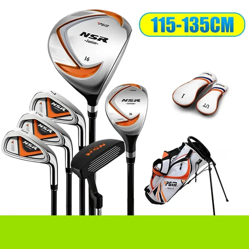 PGM Children's Golf Clubs Set Right Hand with Bag Headcover Gift Girls Boys Lightweight Irons Putter Swing 95-155cm Kids JRTG006