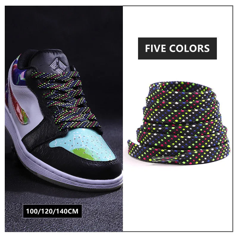 New Shoelaces for Sneakers Flat Shoelace Original Twill Two-Tone Pattern Premium Colorful Shoe Laces Athletic Unisex Shoestring