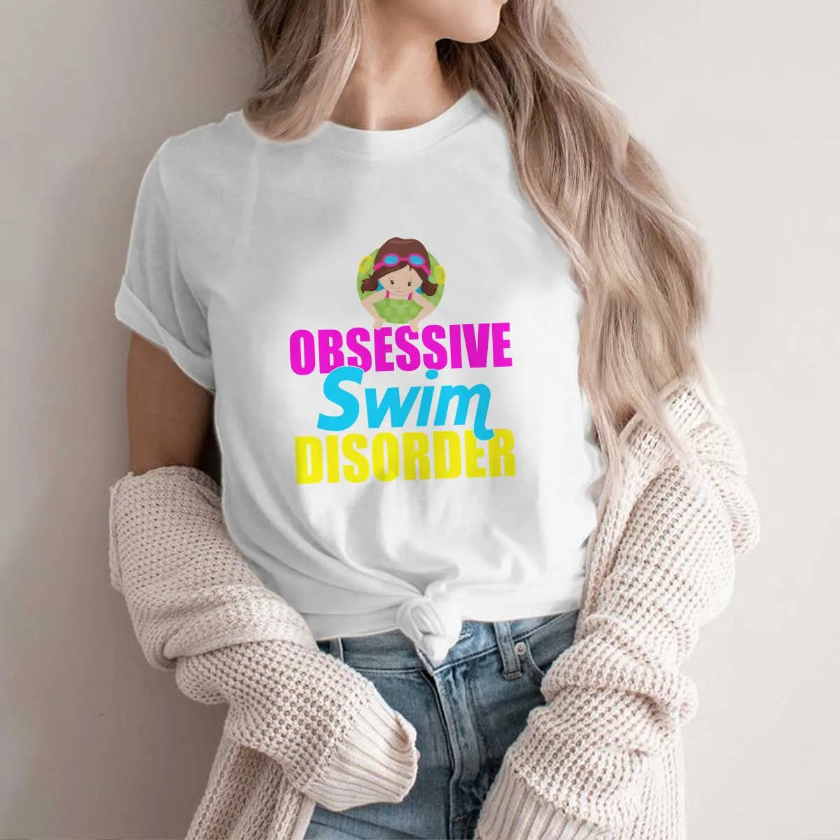 Obsessive Swim Disorder Special Polyester TShirt Swim Swimming Sports Comfortable Hip Hop Clothes T Shirt Stuff