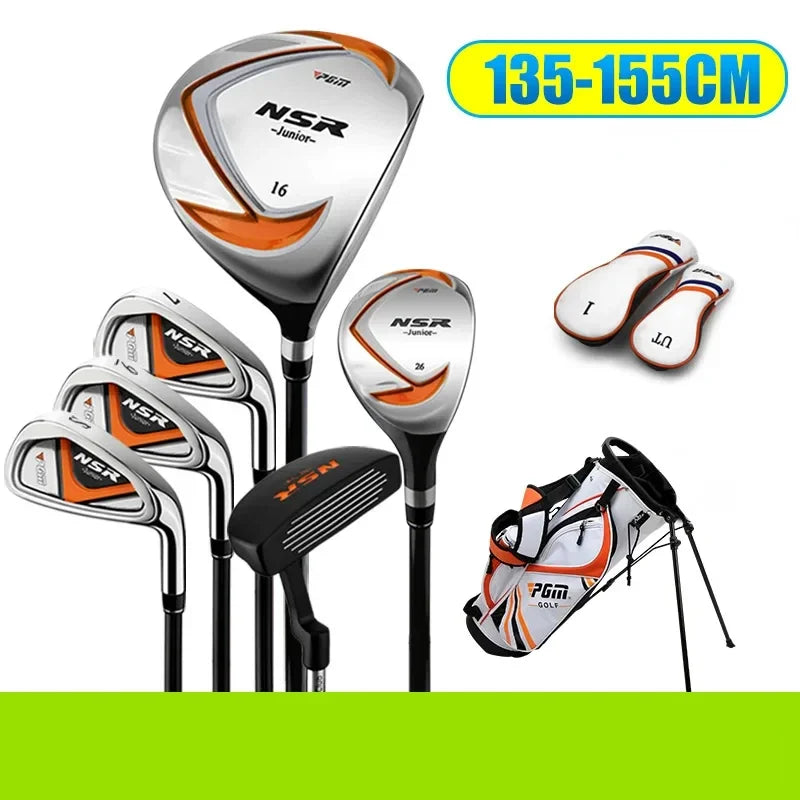 PGM Children's Golf Clubs Set Right Hand with Bag Headcover Gift Girls Boys Lightweight Irons Putter Swing 95-155cm Kids JRTG006