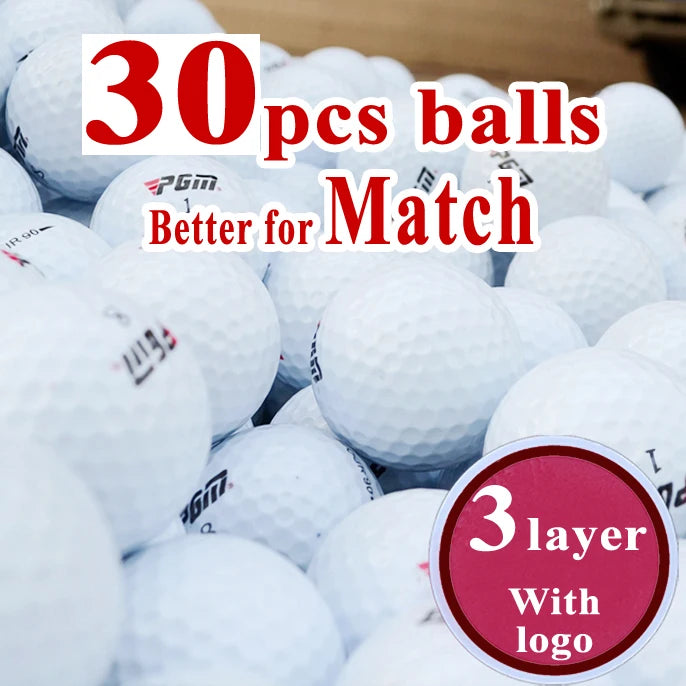 PGM 30 pcs Professional Match Level 3 Layer Golf Balls with Mark Metal Storage Basket Resilient Rubber Club Swing Trainer Ball
