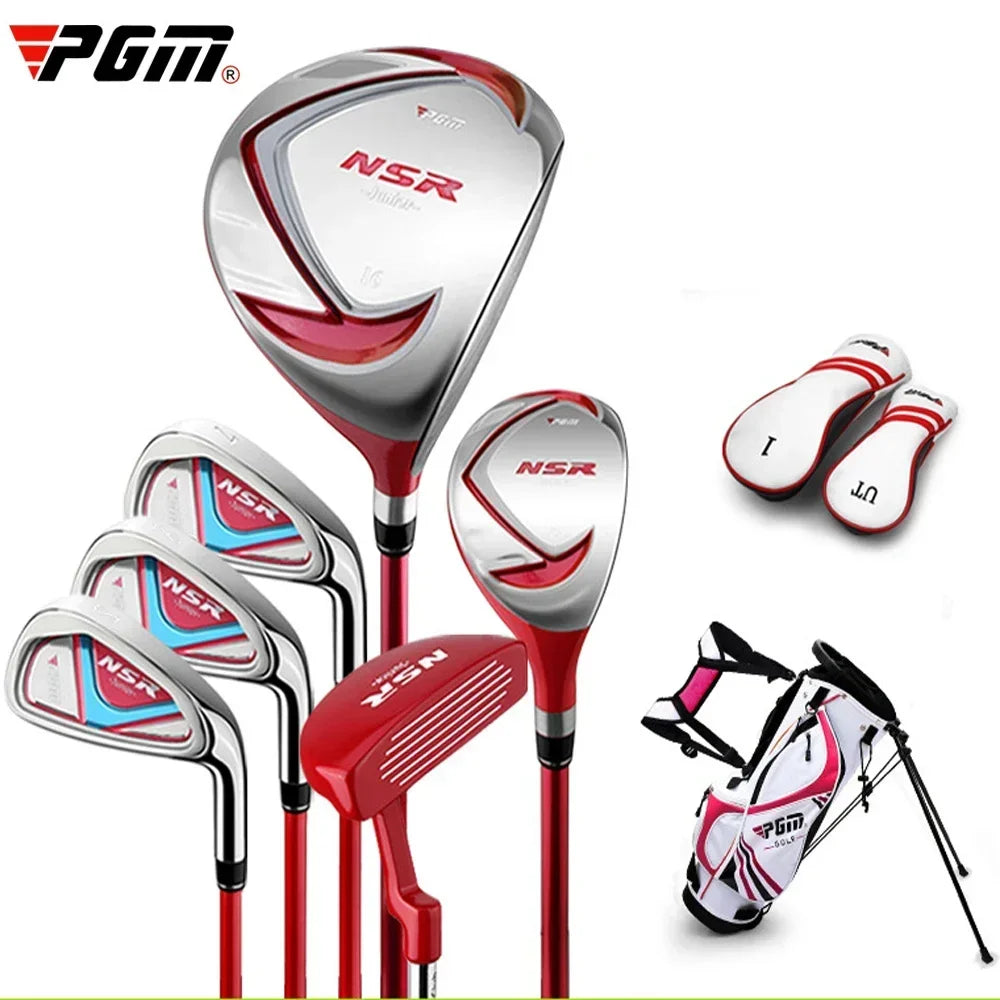 PGM Children's Golf Clubs Set Right Hand with Bag Headcover Gift Girls Boys Lightweight Irons Putter Swing 95-155cm Kids JRTG006