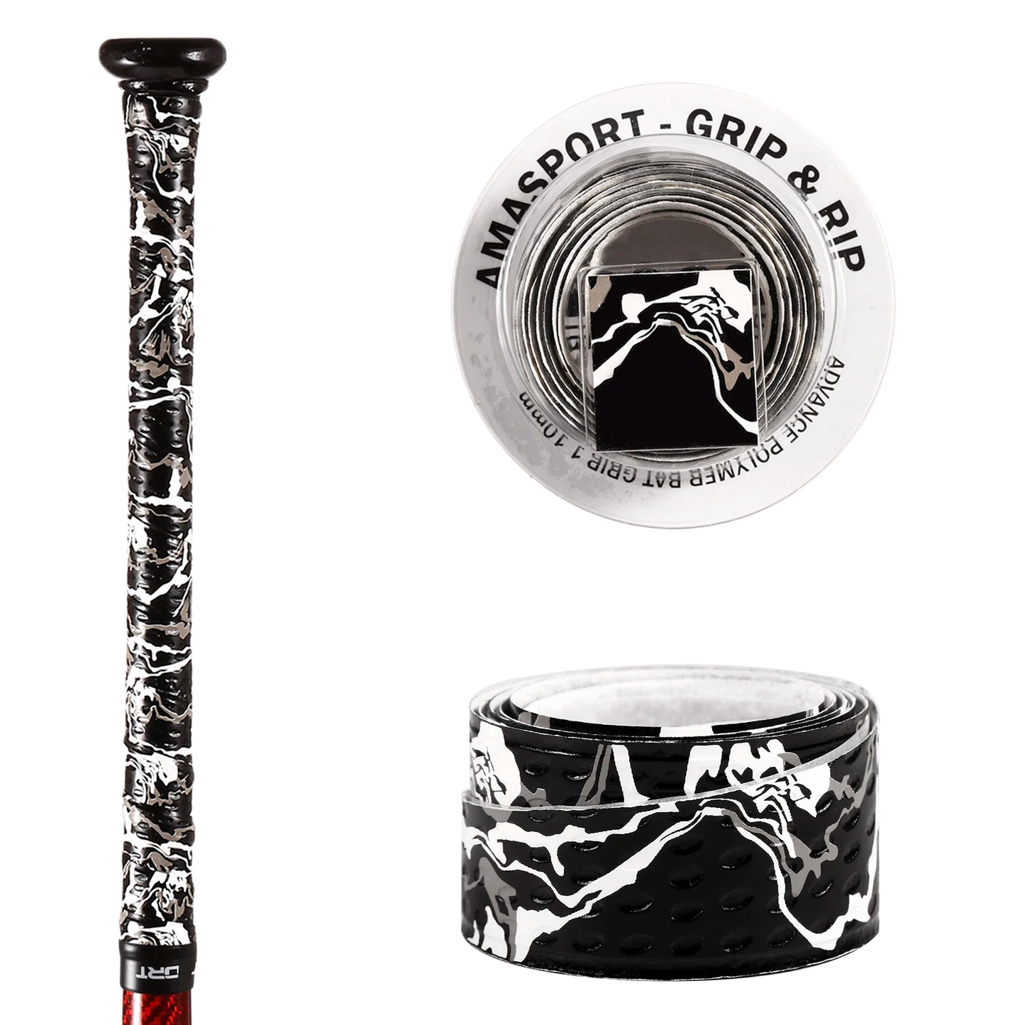 AMASPORT Anti-Slip Baseball Bat Grip Tapes Sweatband for Softball Bat Camouflage Stripes
