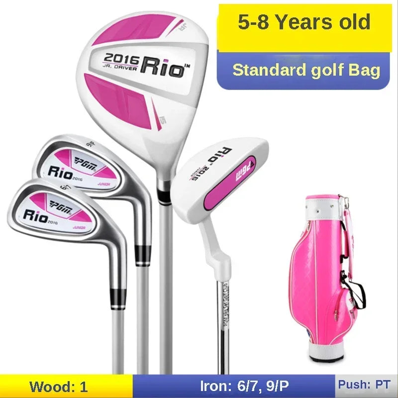 PGM 3-12 Age Boys Girls Kids Golf Club Full Sets Gift Children's Junior School Practice Learning Carbon Swing Putter Bag JRTG004