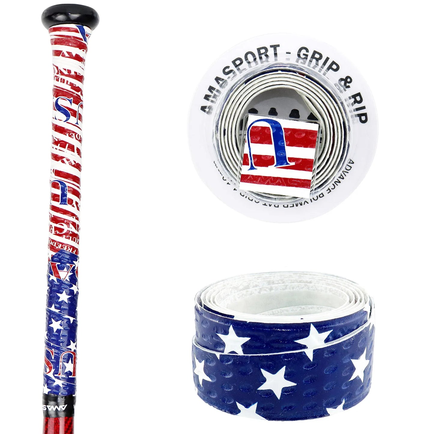 AMASPORT Anti-Slip Baseball Bat Grip Tapes Sweatband for Softball Bat Camouflage Stripes