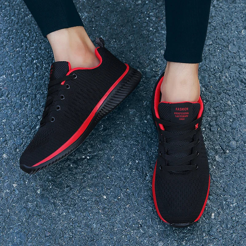 Men Running Sneakers Lightweight Athletic Shoes Classical Mesh Breathable Lace-up Outdoor Walking Shoes Male Tennis Shoes