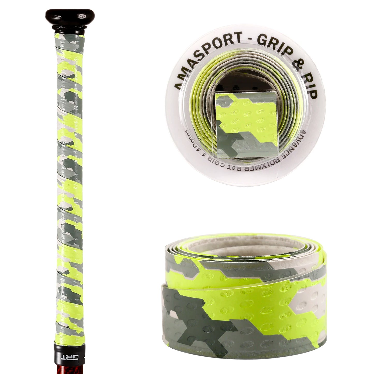 AMASPORT Anti-Slip Baseball Bat Grip Tapes Sweatband for Softball Bat Camouflage Stripes