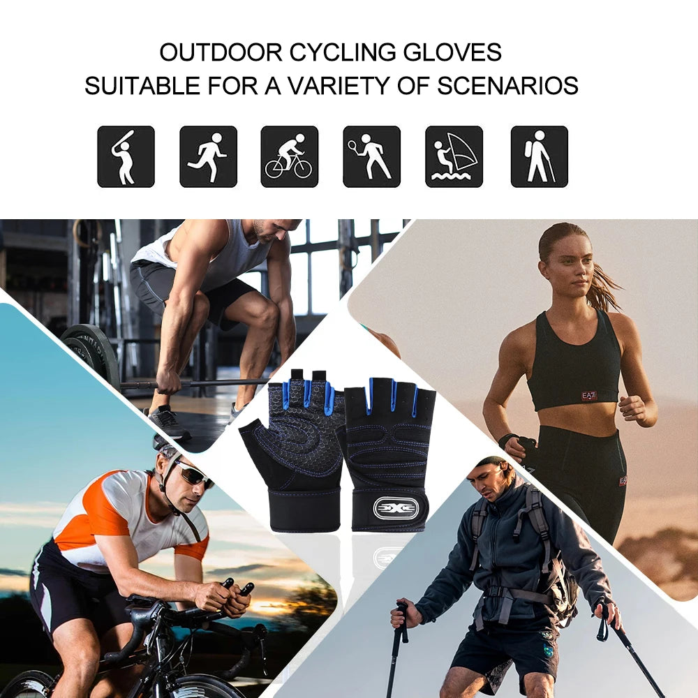 Cycling Half Finger Gloves MTB Road Bike Breathable Cycling Gloves Fitness Heavyweight Training gloves Sports Cycling Equipment