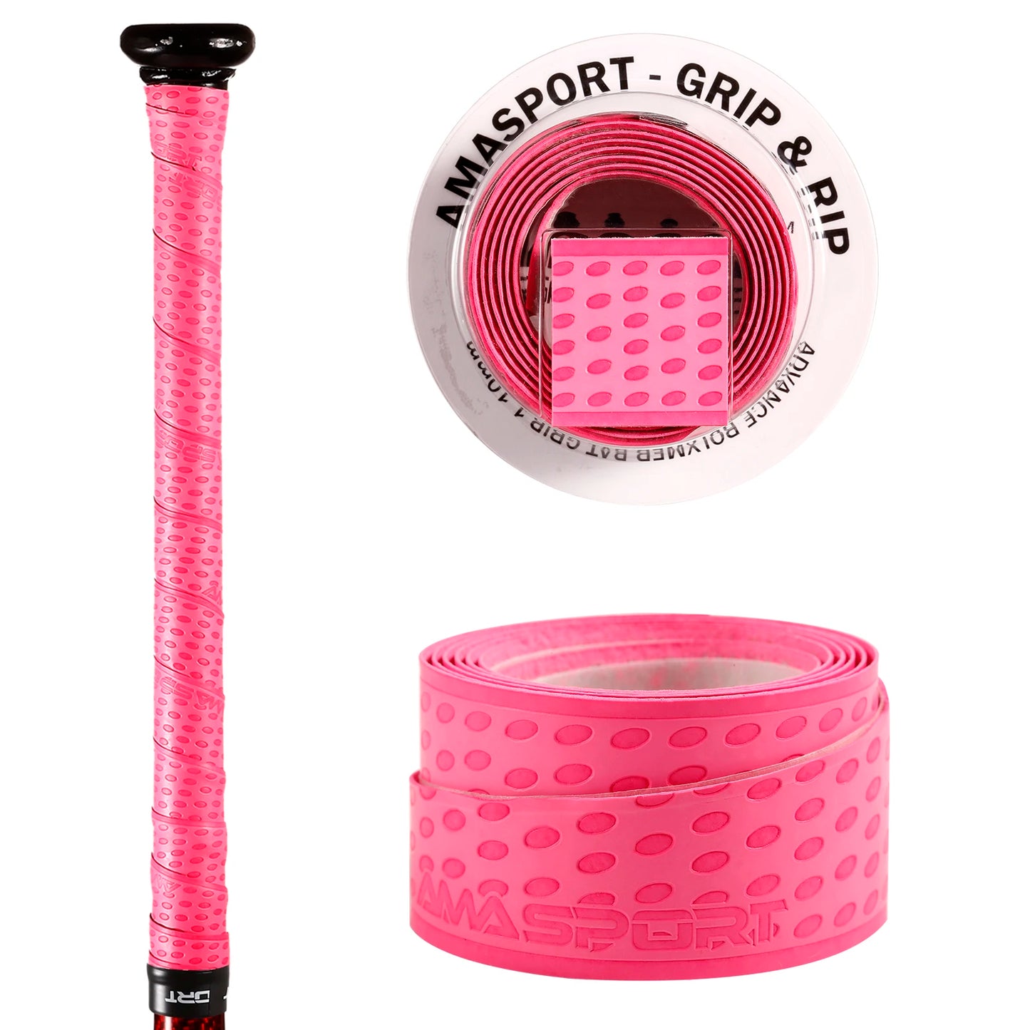 AMASPORT Anti-Slip Overgrip Softball Baseball Bat Grip Tapes Pink Sweatband