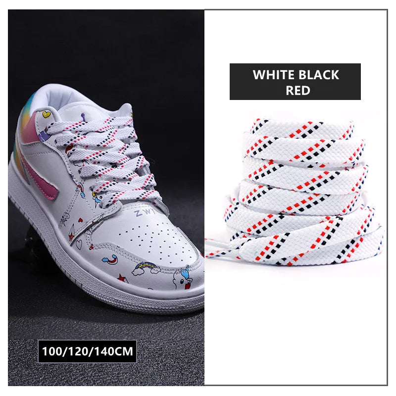 New Shoelaces for Sneakers Flat Shoelace Original Twill Two-Tone Pattern Premium Colorful Shoe Laces Athletic Unisex Shoestring