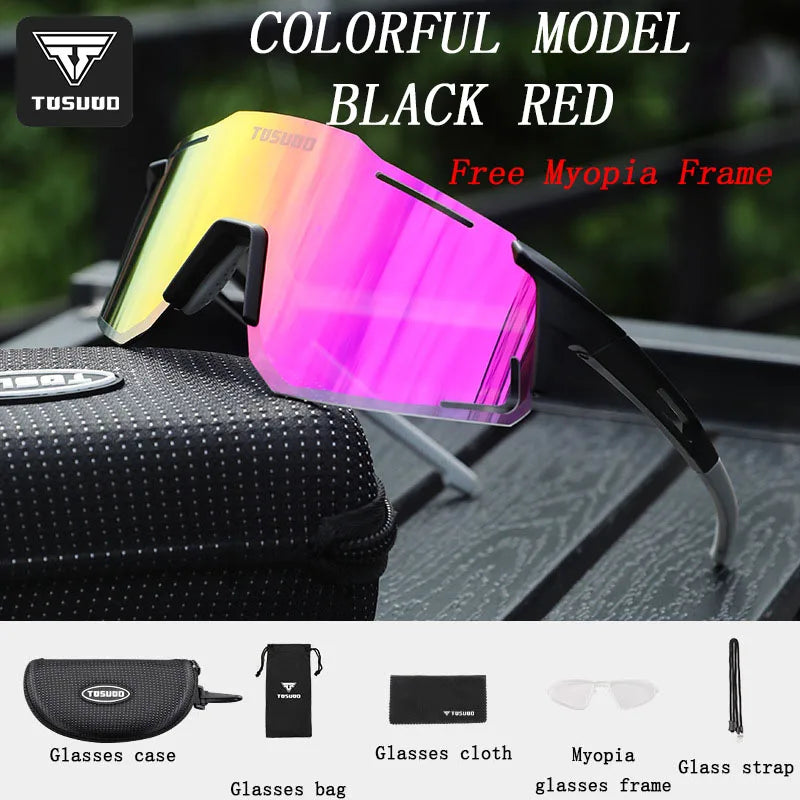 TOSUOD Colorful color changing glasses outdoor sports bicycle goggles reflective dustproof cycling equipment cool glasses