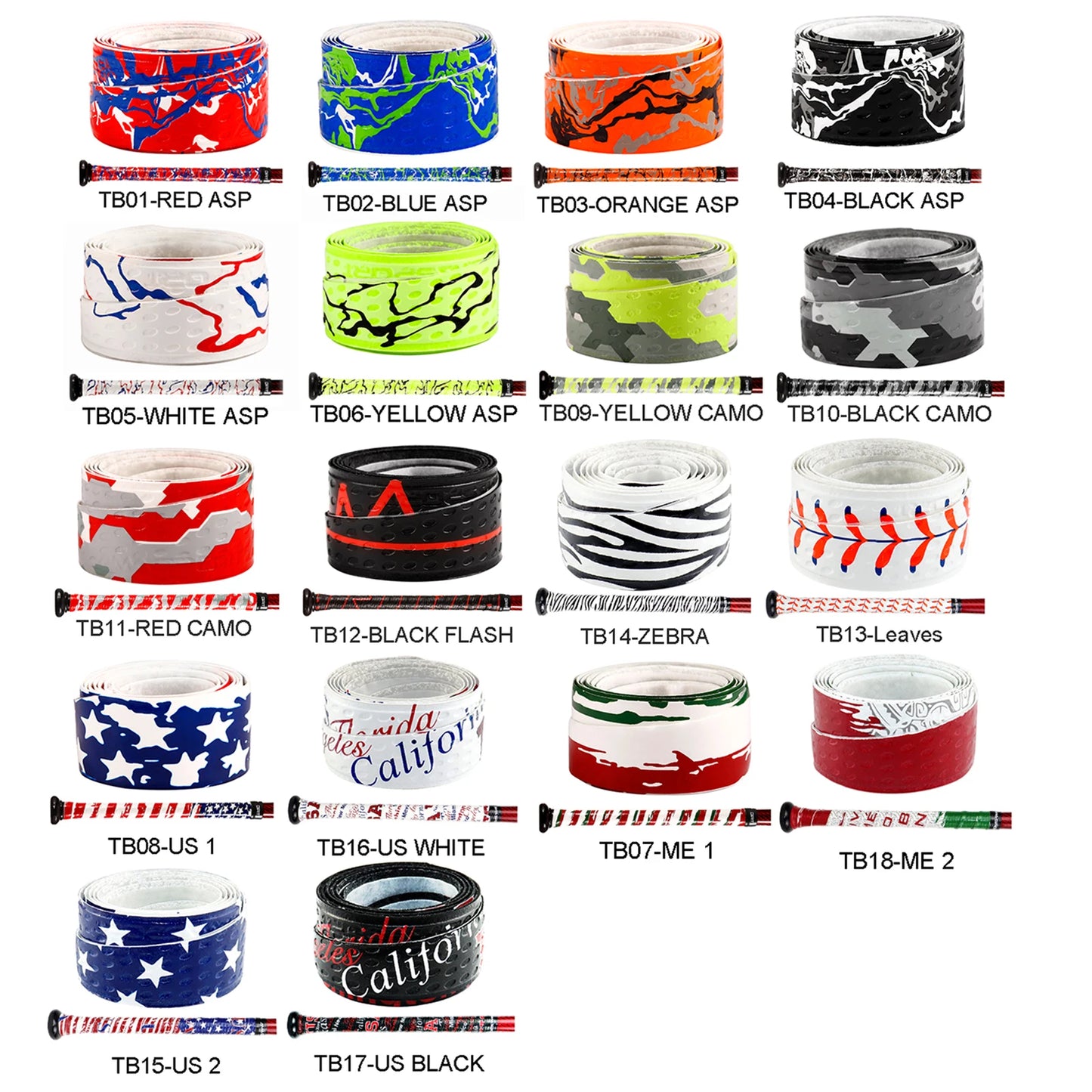 AMASPORT Anti-Slip Baseball Bat Grip Tapes Sweatband for Softball Bat Camouflage Stripes