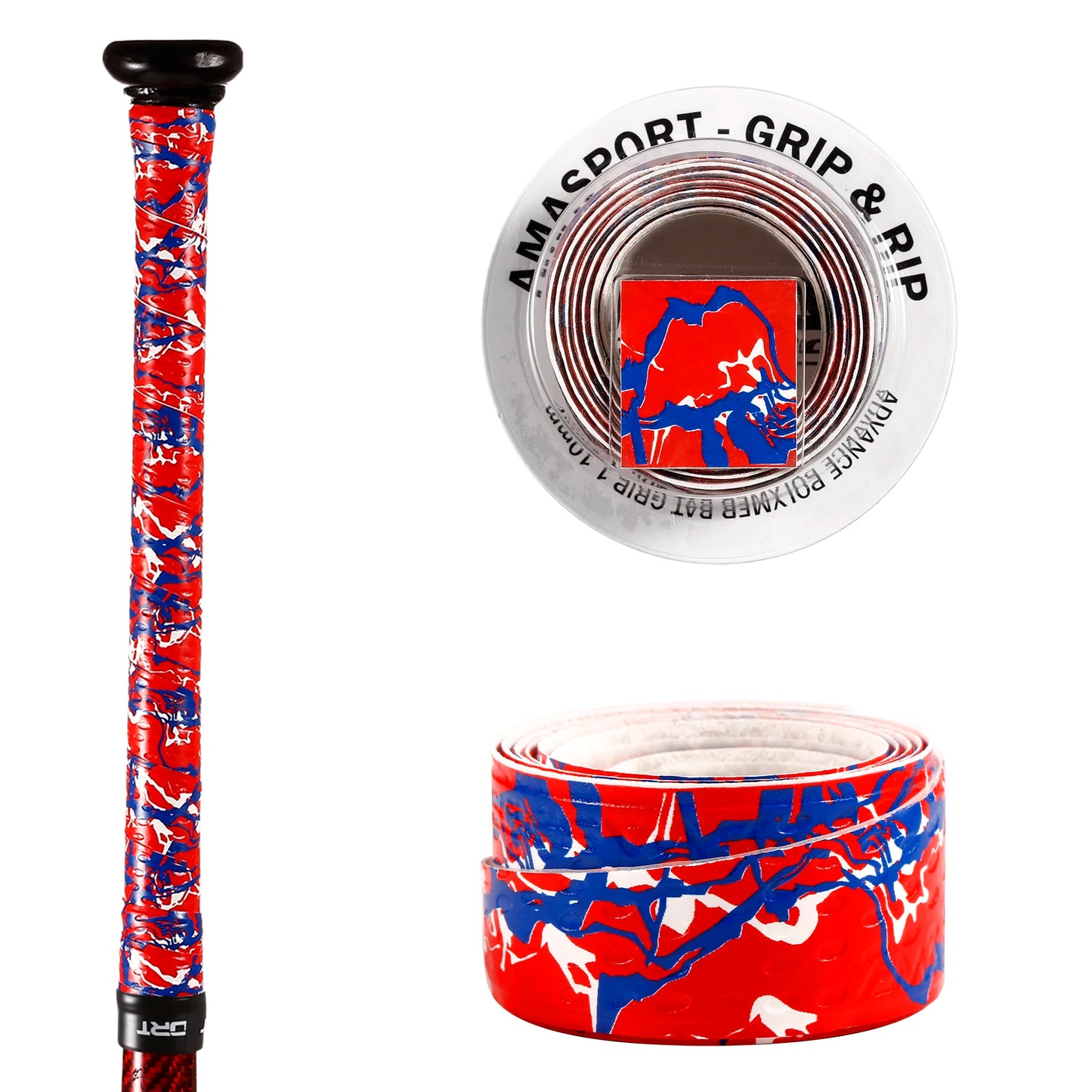 AMASPORT Anti-Slip Baseball Bat Grip Tapes Sweatband for Softball Bat Camouflage Stripes