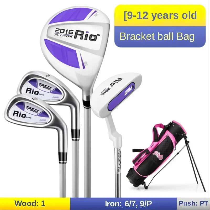 PGM 3-12 Age Boys Girls Kids Golf Club Full Sets Gift Children's Junior School Practice Learning Carbon Swing Putter Bag JRTG004