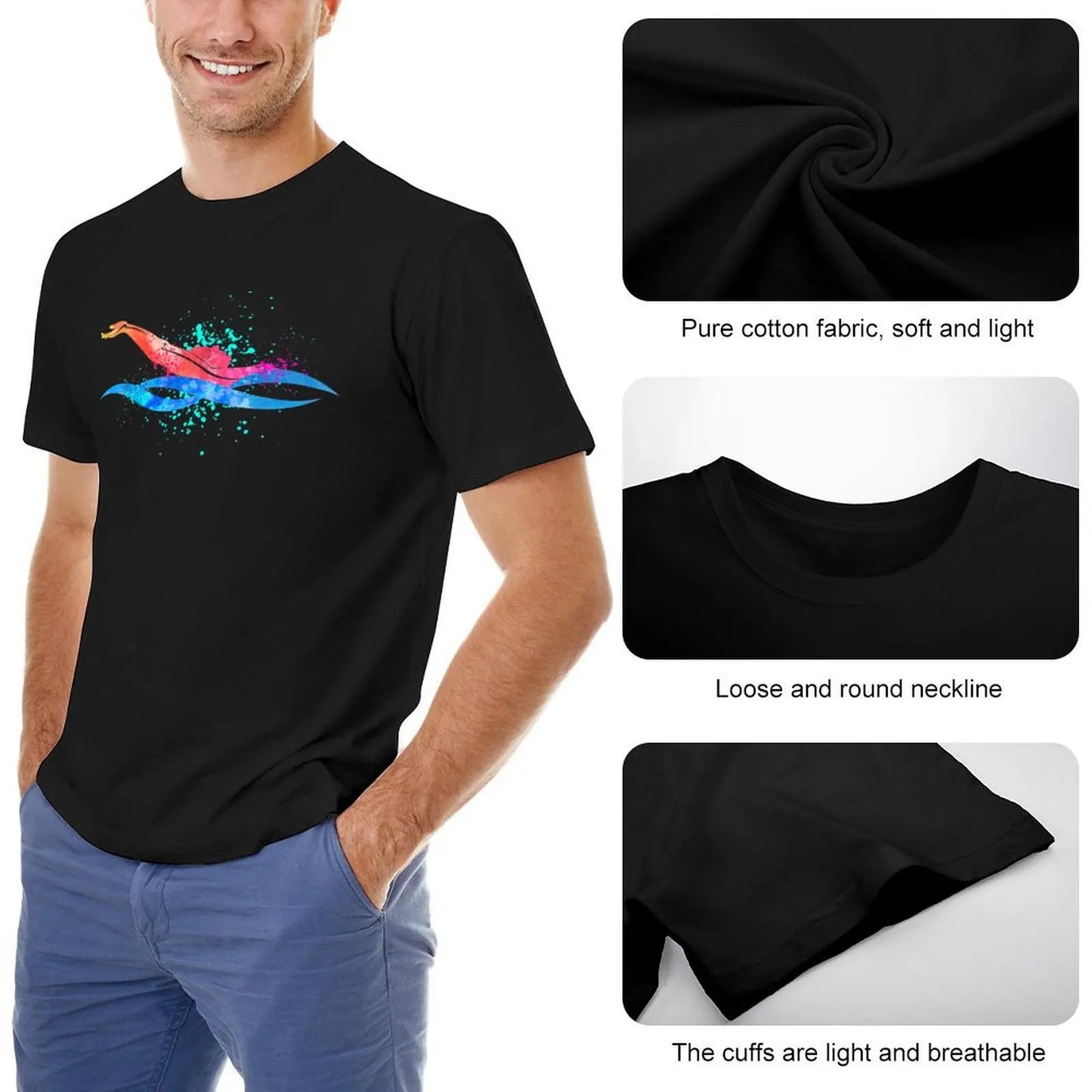 Backstroke Swimming, Watercolour Sports, Swimmer Gifts T-Shirt cheap stuff customs sweat sublime mens workout shirts