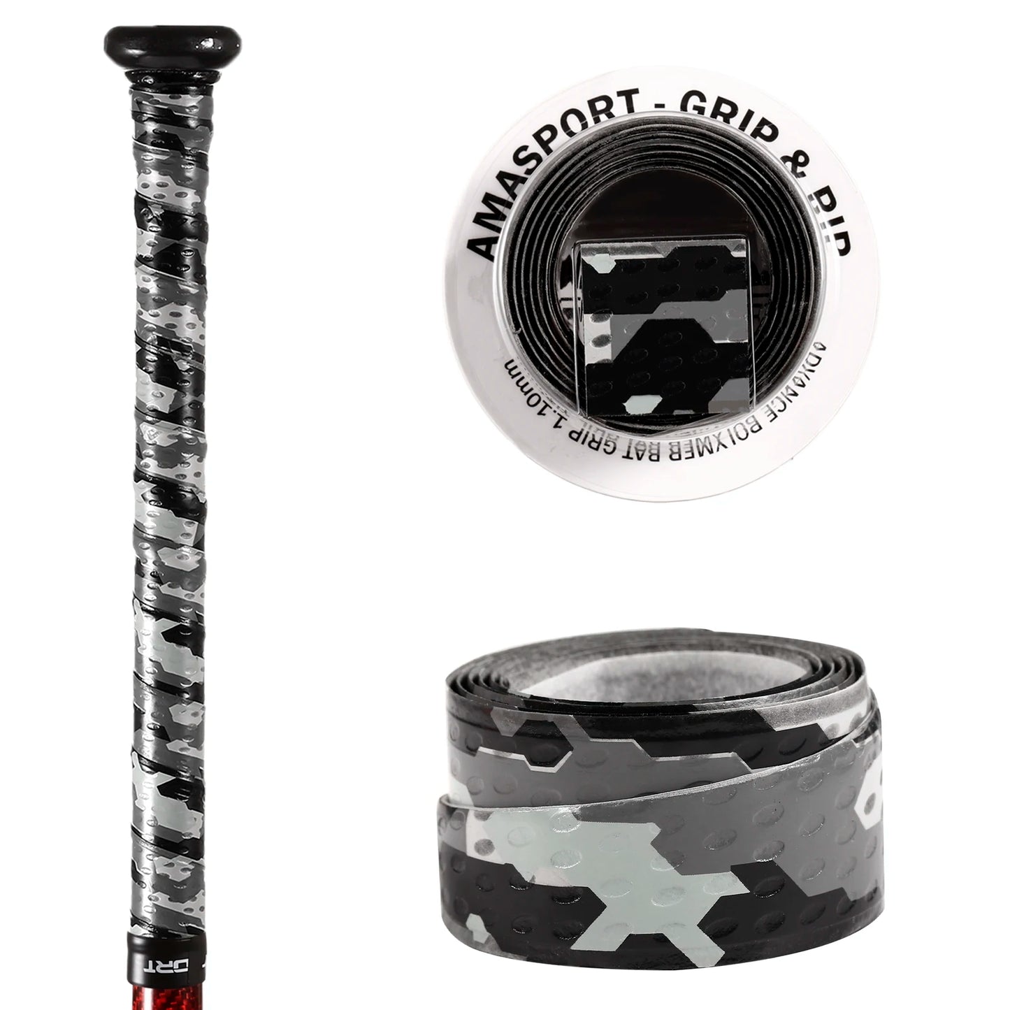 AMASPORT Anti-Slip Baseball Bat Grip Tapes Sweatband for Softball Bat Camouflage Stripes