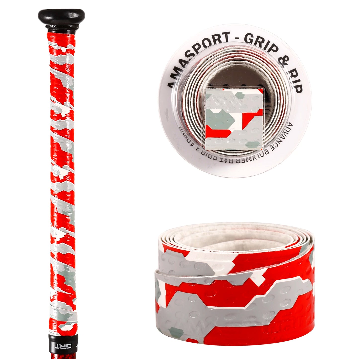 AMASPORT Anti-Slip Baseball Bat Grip Tapes Sweatband for Softball Bat Camouflage Stripes