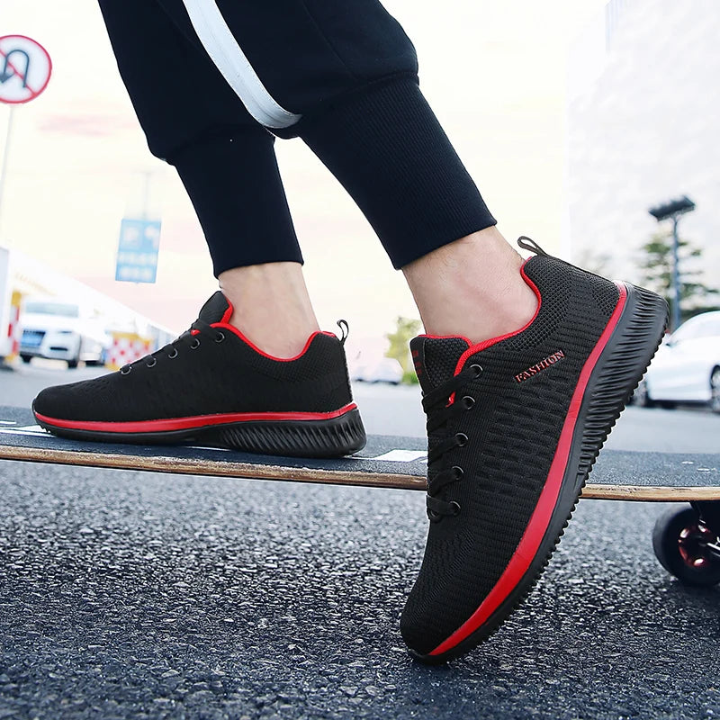 Men Running Sneakers Lightweight Athletic Shoes Classical Mesh Breathable Lace-up Outdoor Walking Shoes Male Tennis Shoes