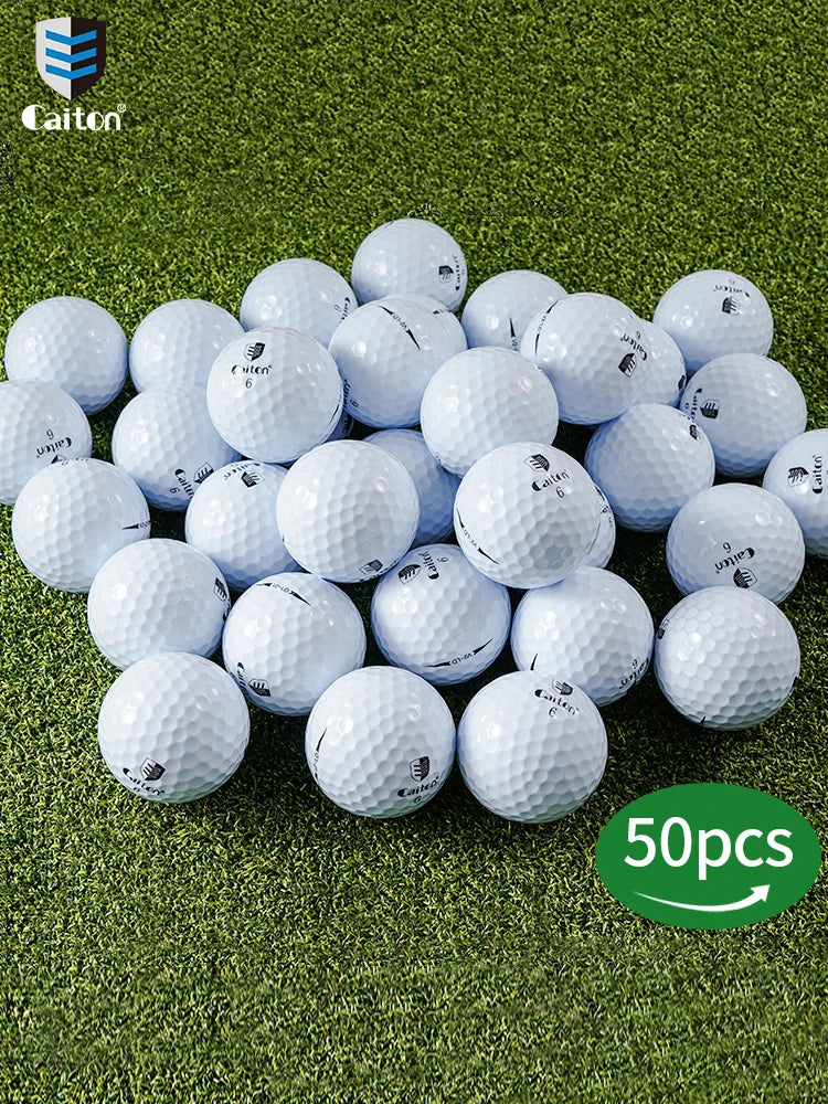 Caiton 50pcs 3-Layer Golf Balls - 332 Dimple, Max Distance, Spin Control, Durable, Accurate - Ideal for Training & Play