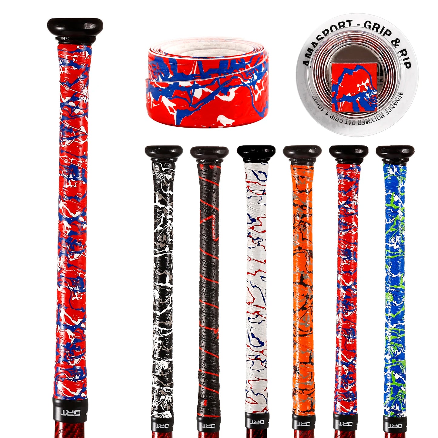 AMASPORT Anti-Slip Baseball Bat Grip Tapes Sweatband for Softball Bat Camouflage Stripes