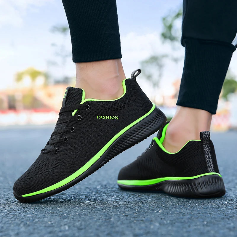 Men Running Sneakers Lightweight Athletic Shoes Classical Mesh Breathable Lace-up Outdoor Walking Shoes Male Tennis Shoes