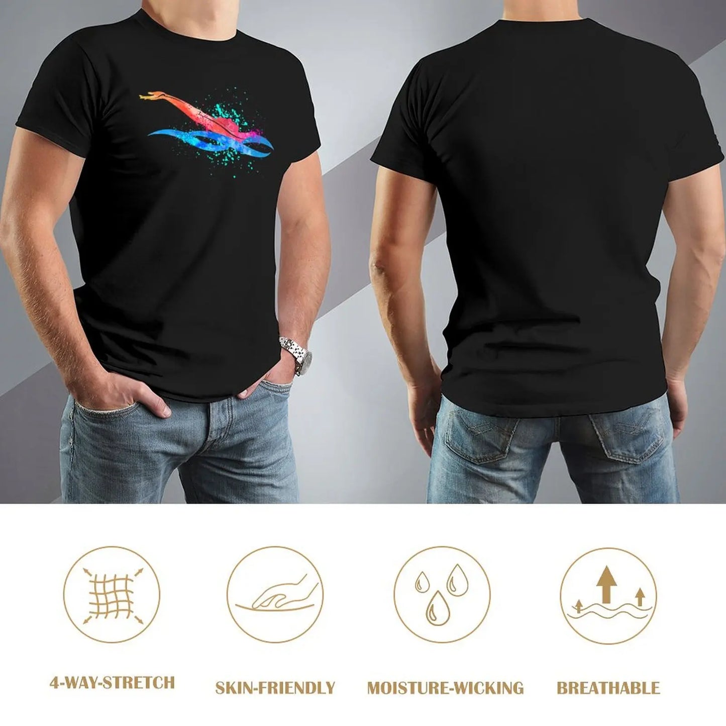 Backstroke Swimming, Watercolour Sports, Swimmer Gifts T-Shirt cheap stuff customs sweat sublime mens workout shirts