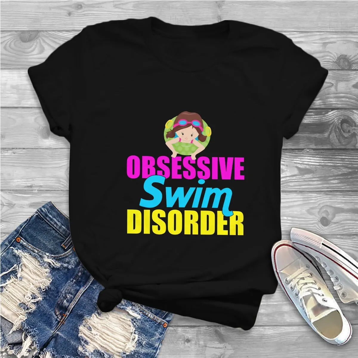Obsessive Swim Disorder Special Polyester TShirt Swim Swimming Sports Comfortable Hip Hop Clothes T Shirt Stuff