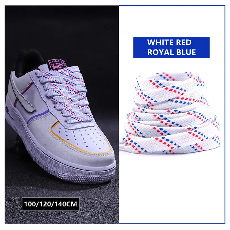 New Shoelaces for Sneakers Flat Shoelace Original Twill Two-Tone Pattern Premium Colorful Shoe Laces Athletic Unisex Shoestring