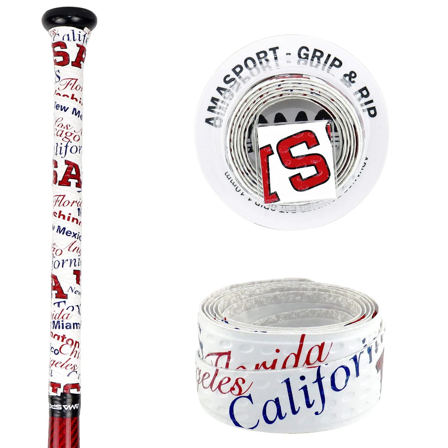 AMASPORT Anti-Slip Baseball Bat Grip Tapes Sweatband for Softball Bat Camouflage Stripes