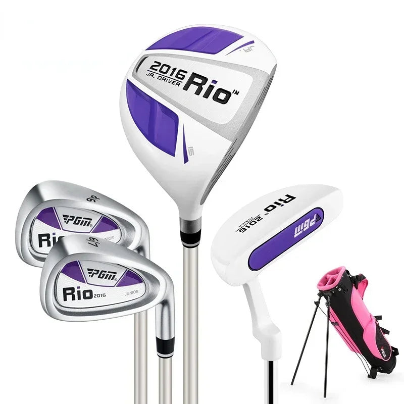PGM 3-12 Age Boys Girls Kids Golf Club Full Sets Gift Children's Junior School Practice Learning Carbon Swing Putter Bag JRTG004