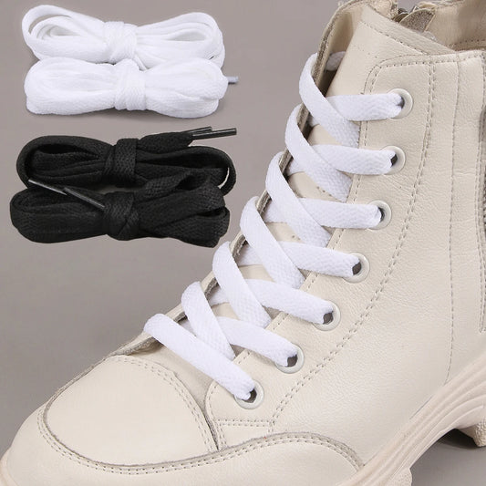 1 Pair Flat Cotton Shoe laces, 5/16" Wide Shoelaces for Athletic Running Sneakers Shoes Boot Strings，Polyester  Flat Shoelaces